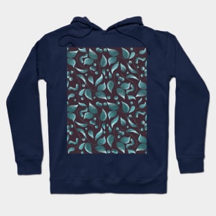 Art pattern leaves and blueberries Hoodie